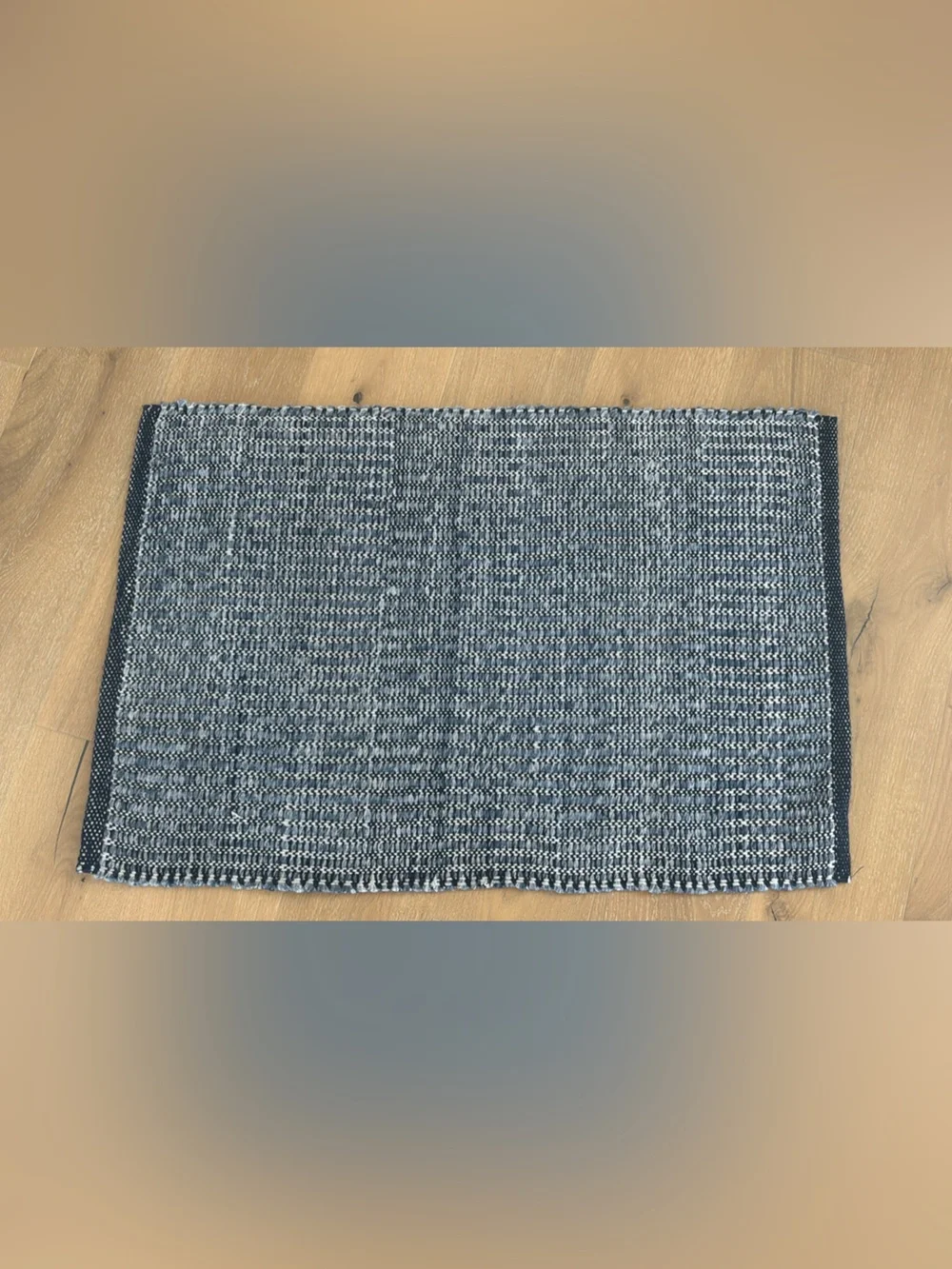 Woven Blue & White Rectangular Rug